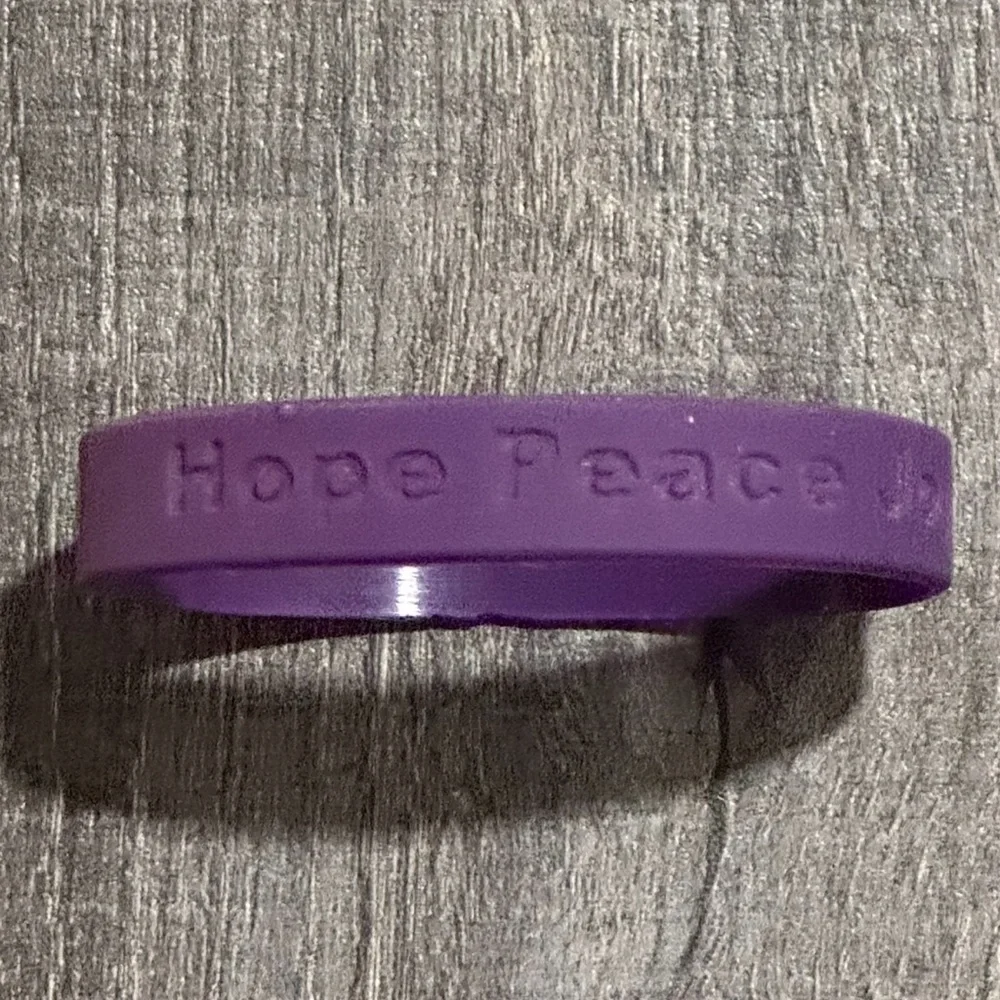 💞 Purple Hope Peace Joy Love Kids Silicone Rubber Bracelet